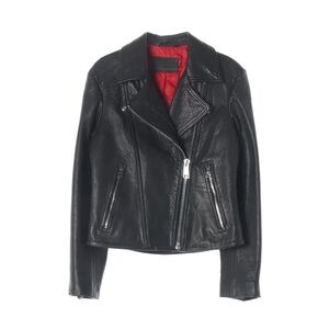 All saints pataya Leather Moto Jacket with Red Lining interior